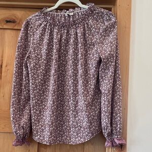 Grace Karin Lavender Floral Long Sleeve Peasant Top